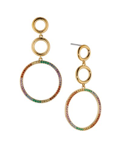 Серьги AVA NADRI Multi Color Circle Drop Earring с позолотой 18K Gold Plated Brass