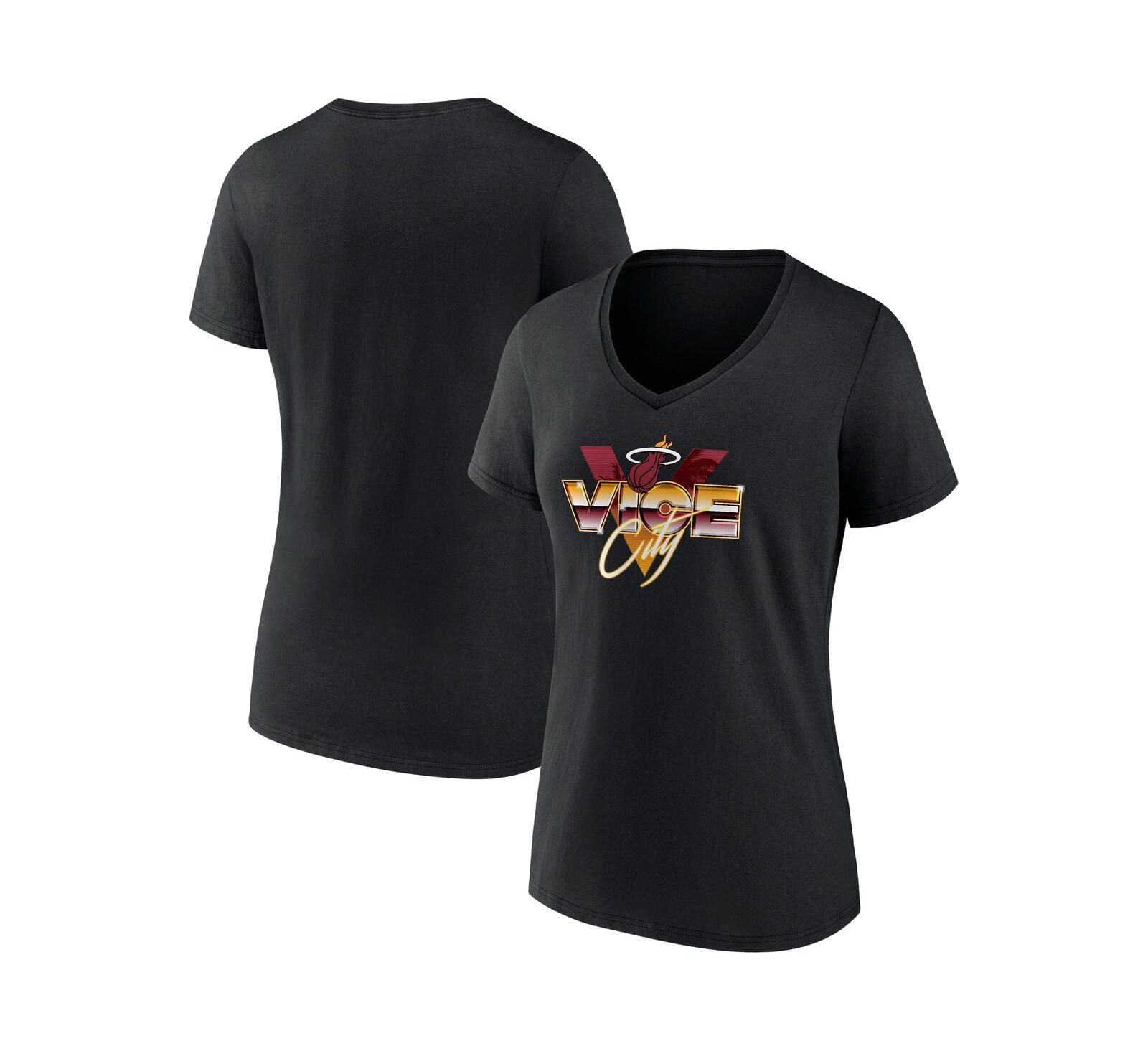 Fanatics женская футболка Miami Heat Hometown Collection Vice City V-Neck черная