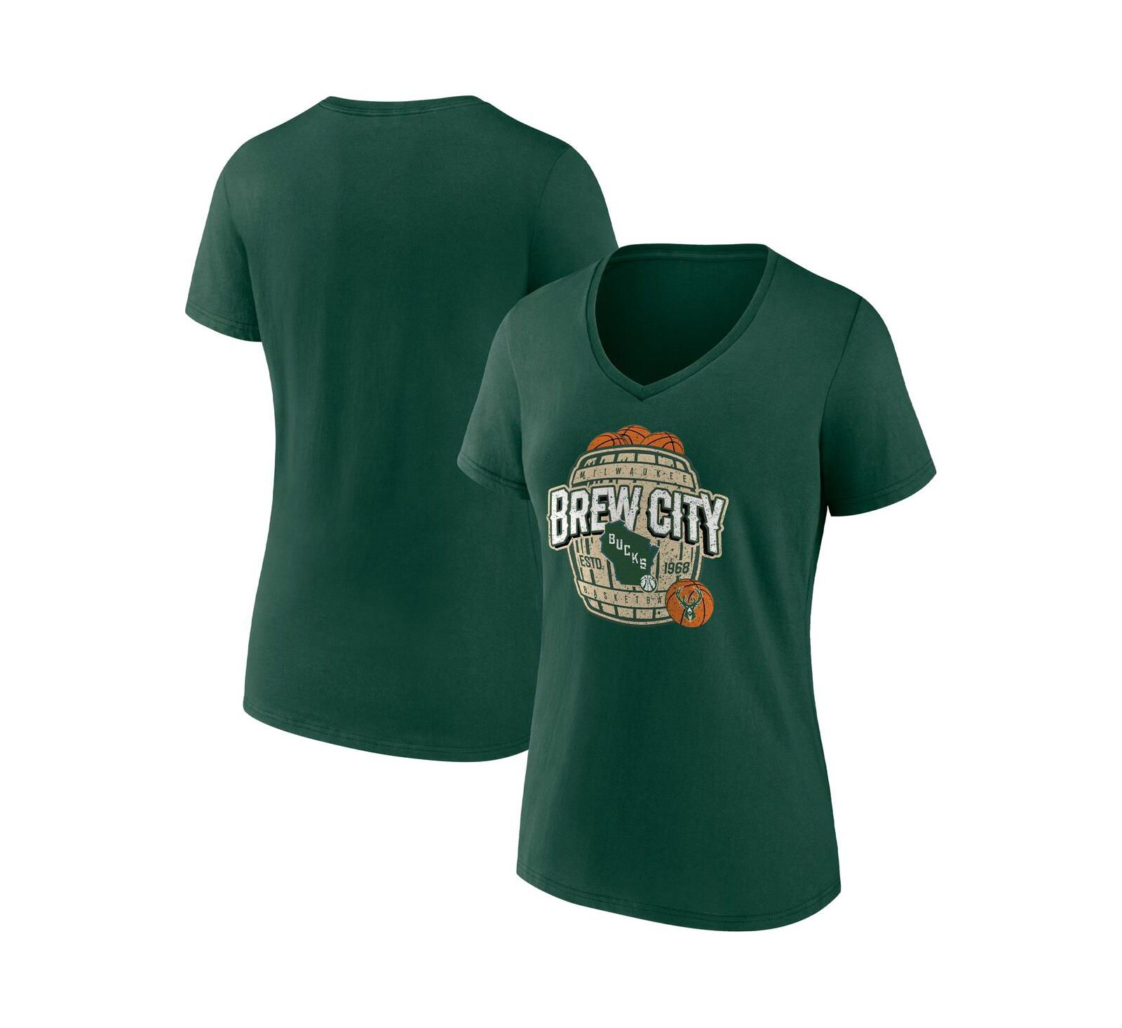 Женская футболка Fanatics Milwaukee Bucks Hometown Collection, цвет Hunter Green