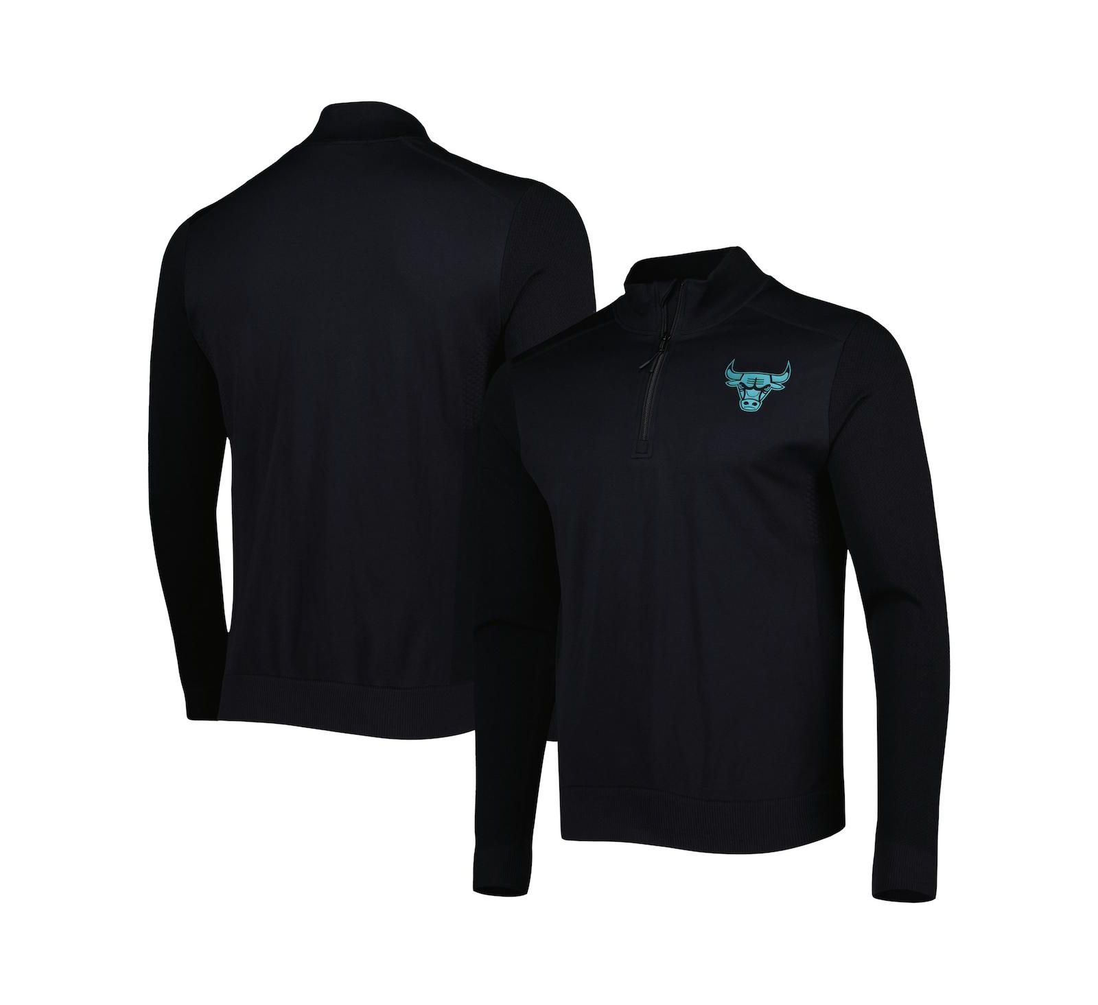 Men's LevelWear Black Chicago Bulls Nano Engineered Knit Fabric Quarter-Zip Jacket