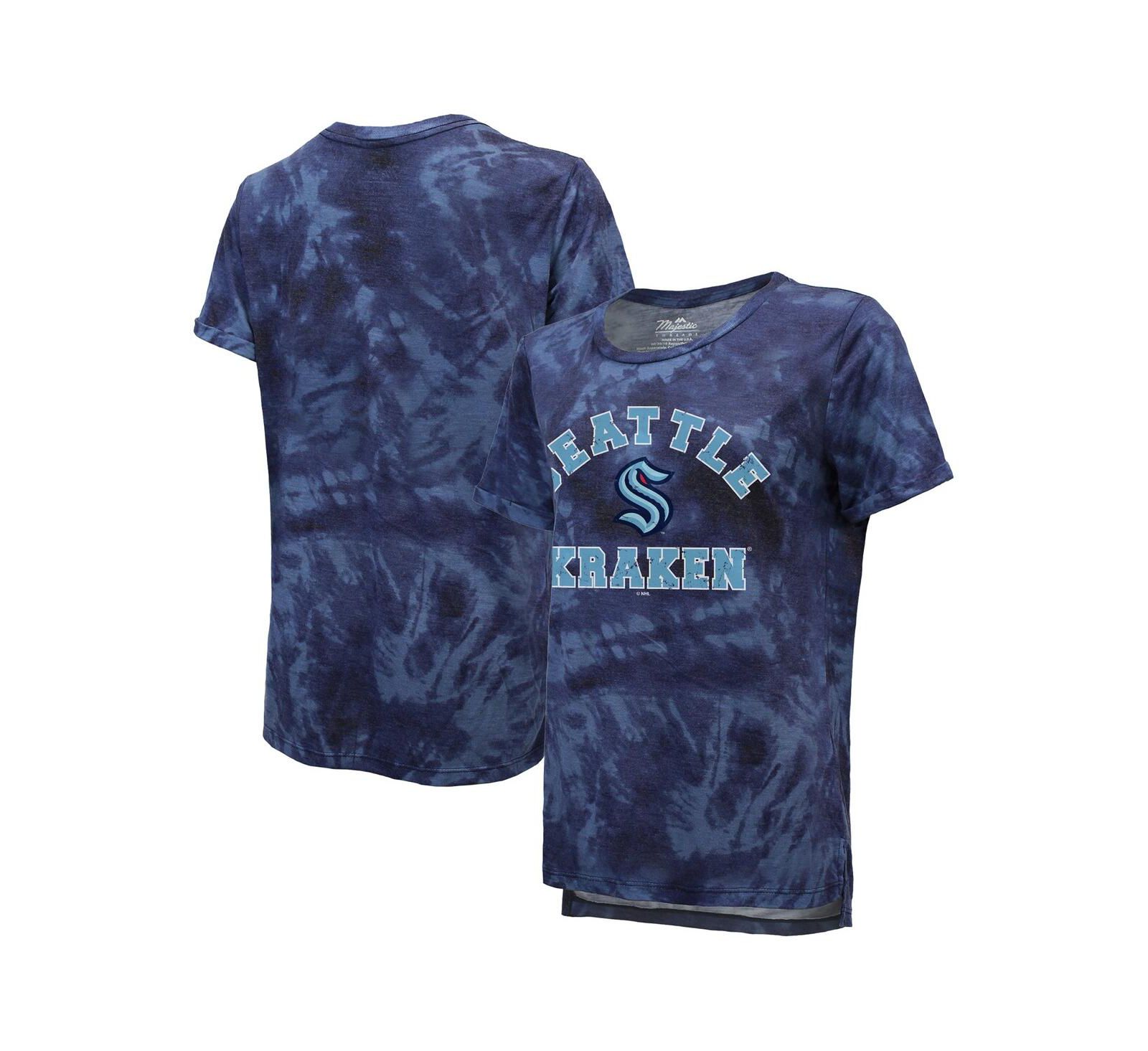 Мужская футболка Majestic Threads Deep Sea Blue Seattle Kraken Tie-Dye