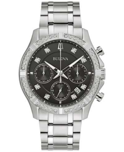 Мужские часы Bulova Chronograph Classic Diamond, стальной браслет, 44mm