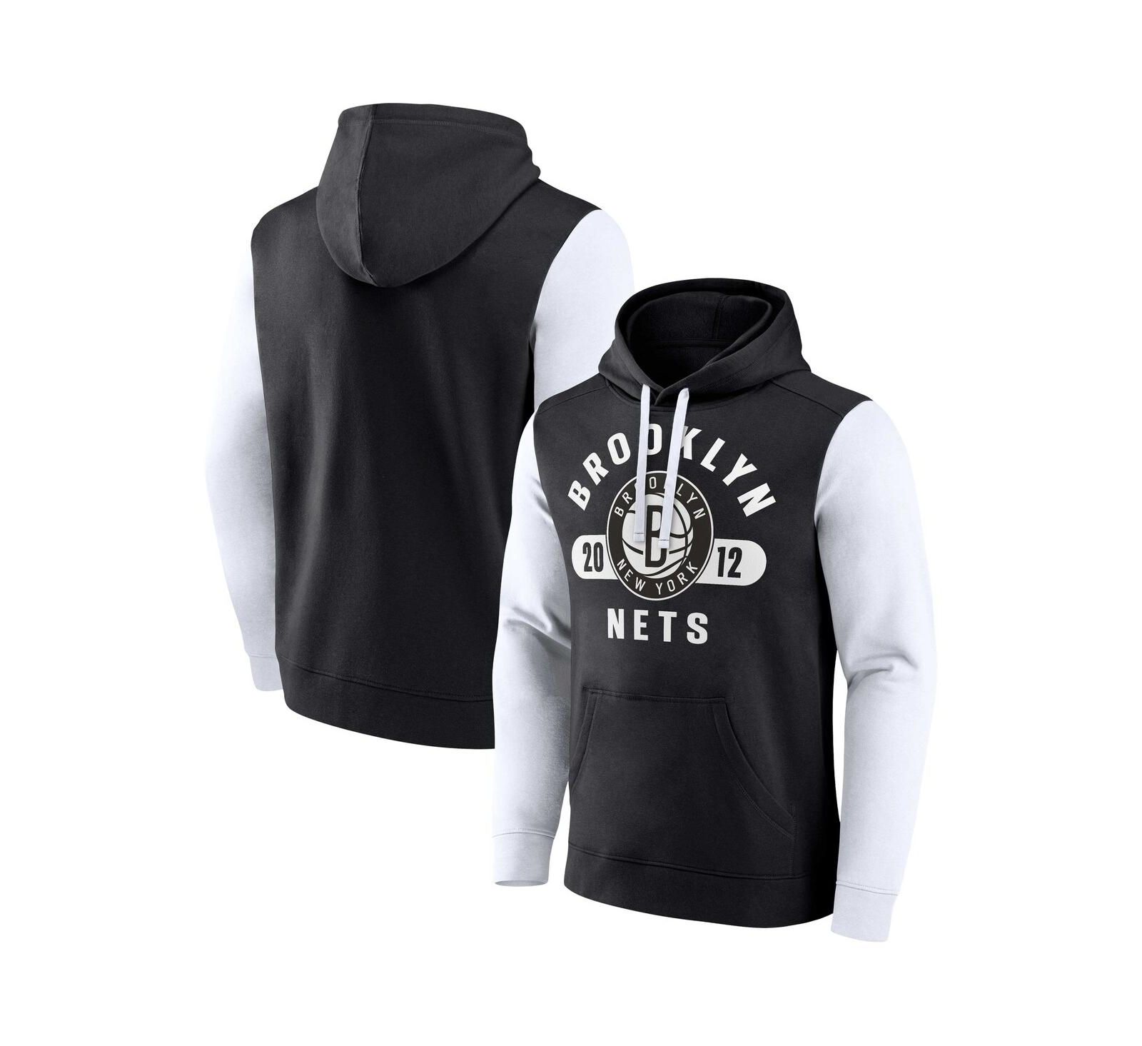 Мужское худи Fanatics Brooklyn Nets Attack Colorblock, черное/белое
