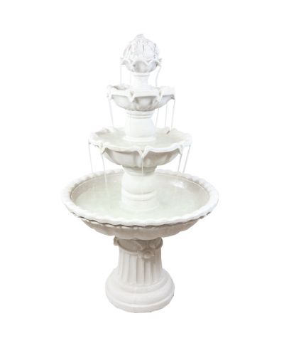 Декоративный уличный фонтан Sunnydaze Decor, 52"H, 4 яруса, белый