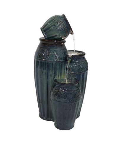 Уличный фонтан Sunnydaze Decor 27"H Electric Ceramic Dark Turquoise Tour de Vase с LED Lights