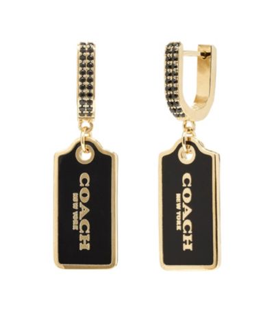 Женские серьги-кольца COACH Signature Hangtag Huggies