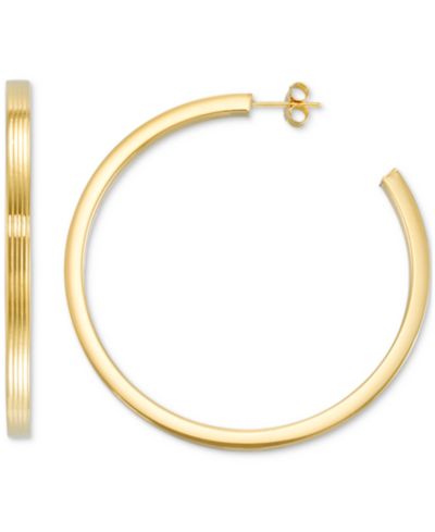 Серьги-кольца C-Hoop Textured in 14k Gold Vermeil over Sterling Silver, 2-1/4"