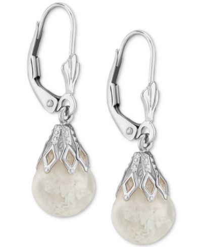 Серьги-подвески из белого золота 14k с дробленым опалом
