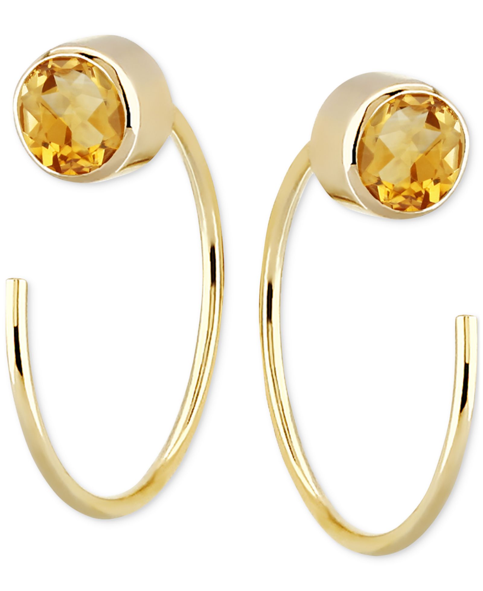 Amethyst Bezel Threader Earrings (3/8 ct. t.w.) in 14k Gold (Also in Swiss Blue Topaz & Citrine)
