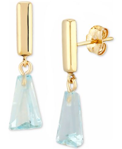 Серьги-подвески с топазом и золотом 14k