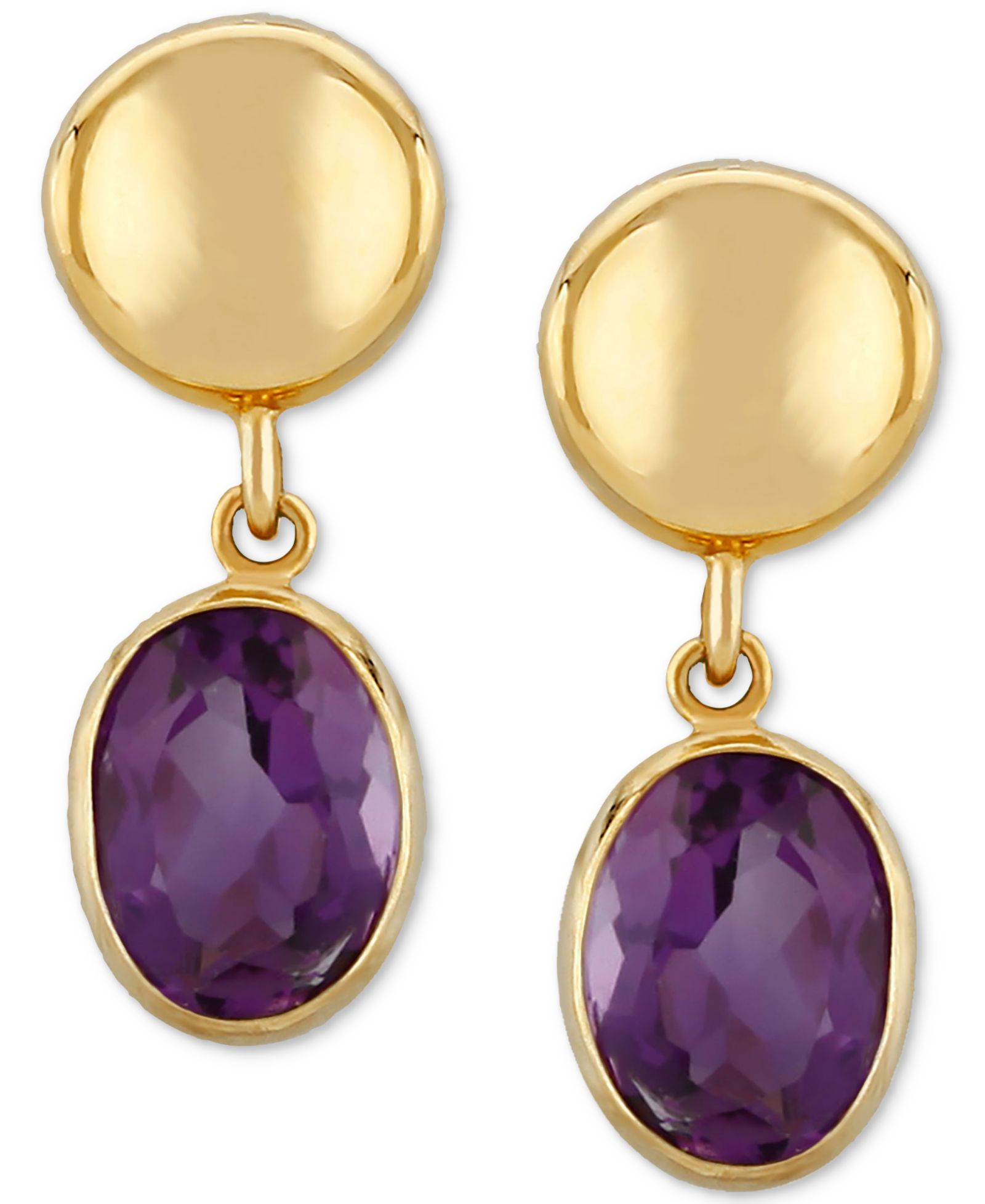 Amethyst Disc Drop Earrings (2-1/2 ct. t.w.) in 14k Gold (Also in Citrine & Garnet)