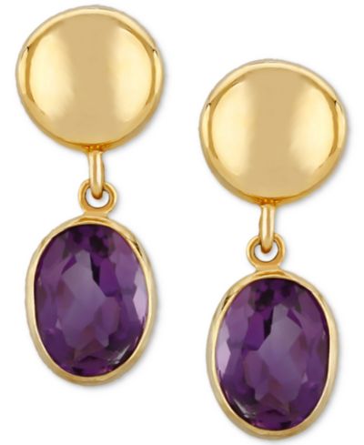 Macy's Серьги-подвески с аметистом 2-1/2 ct. t.w. в золоте 14k
