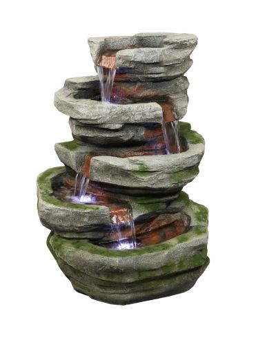 Sunnydaze Decor уличный водопадный фонтан из полирезина и стекловолокна с LED подсветкой, 31"H