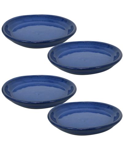 Outdoor/Indoor High-Fired Glazed UV- and Frost-Resistant Ceramic Flower Pot Planter Saucers - Imperial Blue