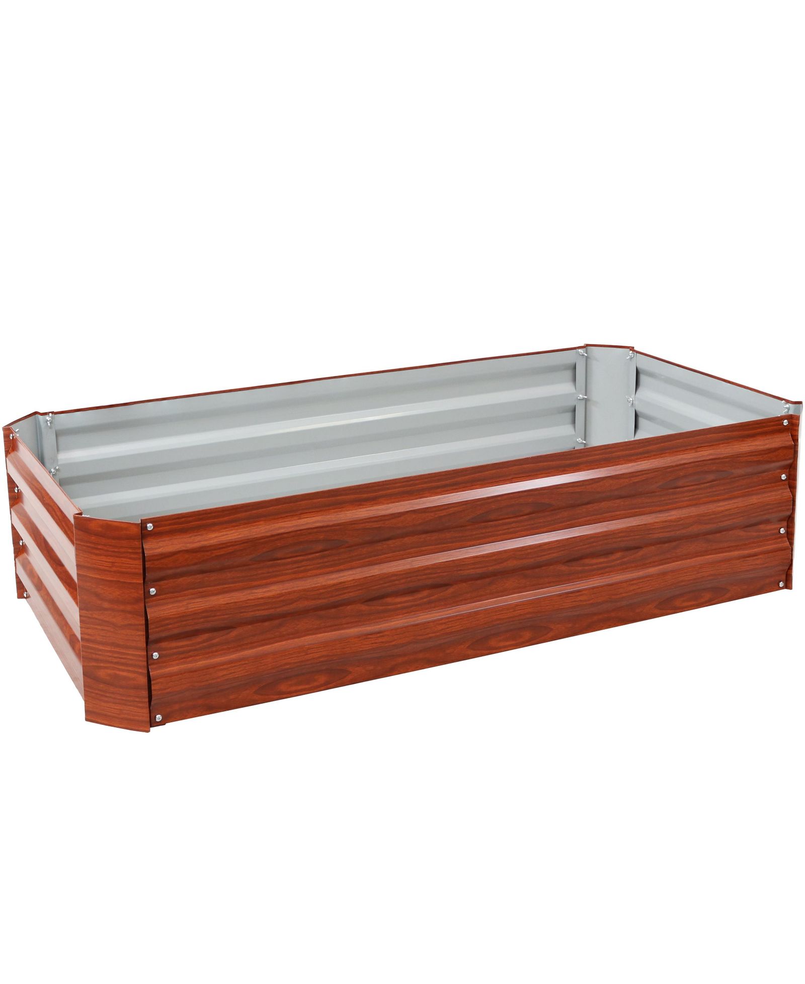 Raised Corrugated Galvanized Steel Rectangle Garden Bed for Plants, Vegetables, and Flowers - 48" L x 11.75" H