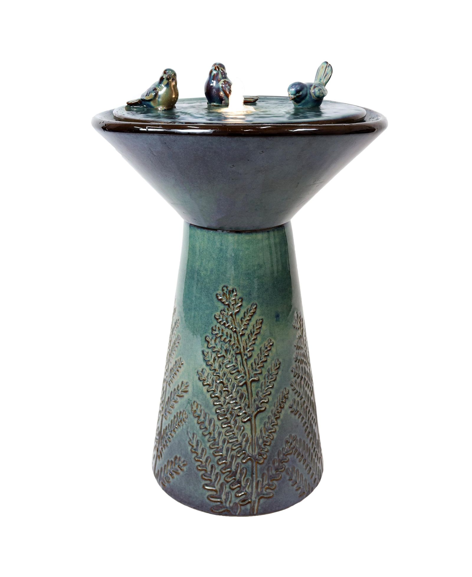Sunnydaze Decor керамический уличный фонтан Gathering Birds с LED Lights