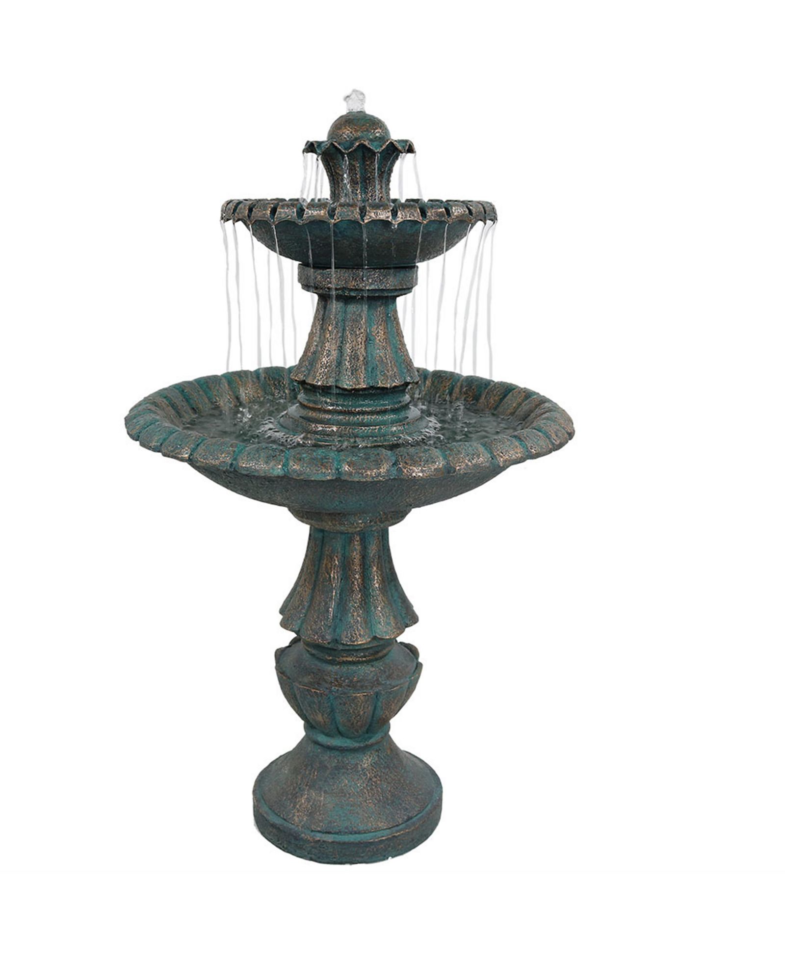 41"H Electric Polyresin and Fiberglass 2-Tier Nouveau Outdoor Water Fountain