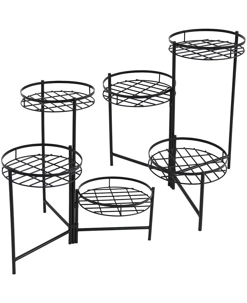 Sunnydaze Decor Iron Metal 3-Tiered Decorative Flower Plant Potholder Stand Display - 2pk