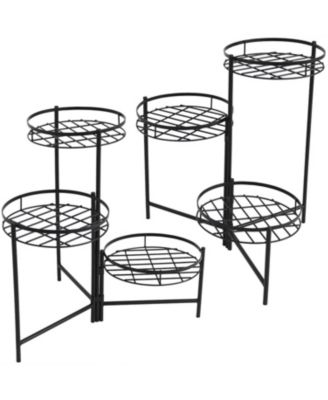 Sunnydaze Decor Iron Metal 3-Tiered Decorative Flower Plant Potholder Stand Display - 2pk
