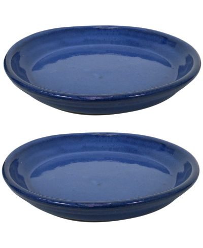 Sunnydaze Decor Outdoor/Indoor High-Fired Glazed UV- and Frost-Resistant Ceramic Flowerpot Planter Saucers - 2-Pack