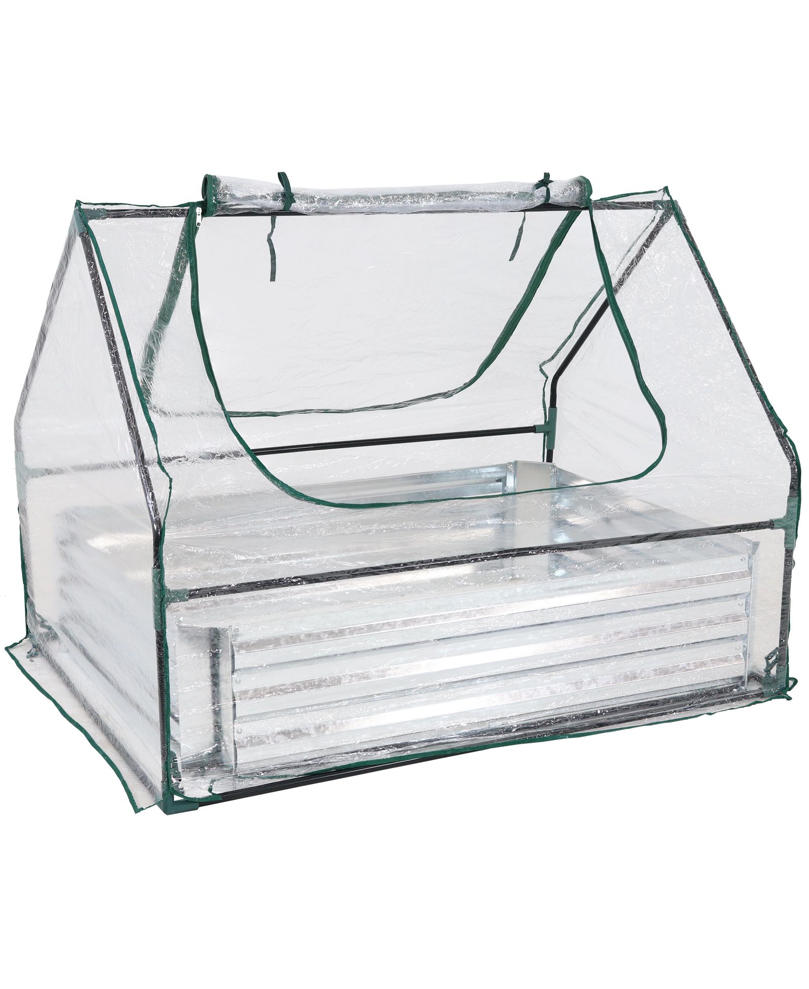Steel Raised Garden Bed with PVC Greenhouse Cover - Clear