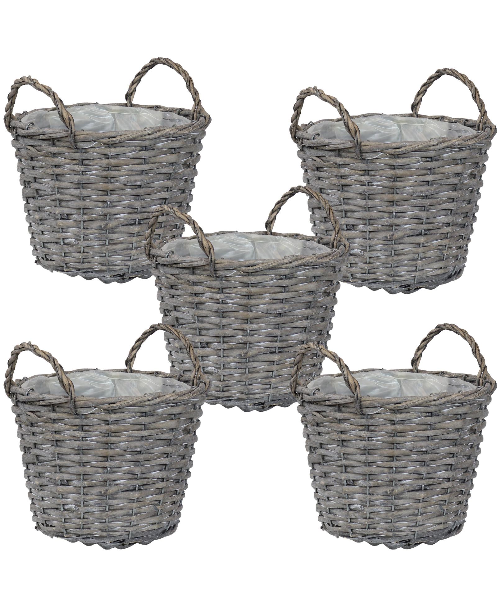Sunnydaze Decor Willow Wicker Planter Baskets with Handles and Plastic Lining - Set of 5