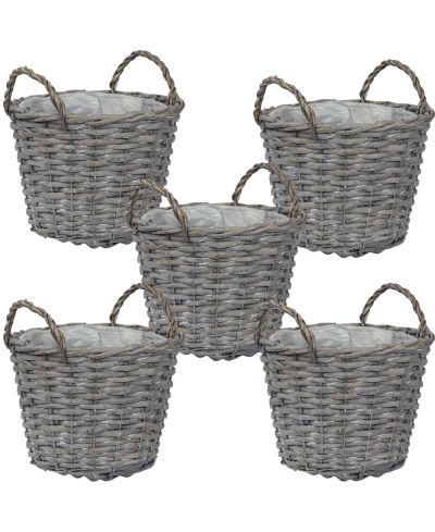 Плетеные корзины для растений Sunnydaze Decor Willow с ручками, набор из 5 штук