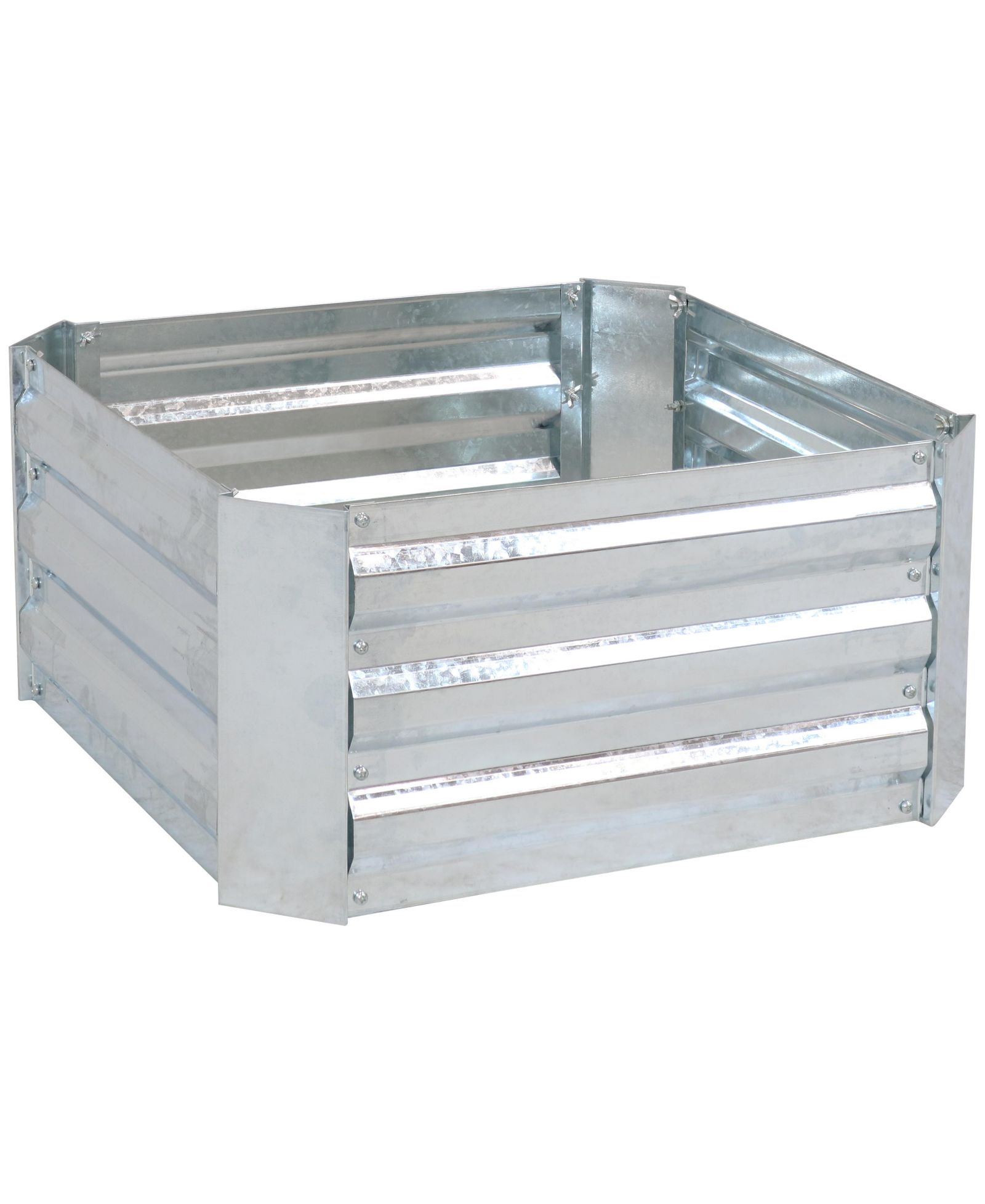 Corrugated Galvanized Steel Raised Garden Bed for Plants, Vegetables, and Flowers - 24" Square x 11.75" H