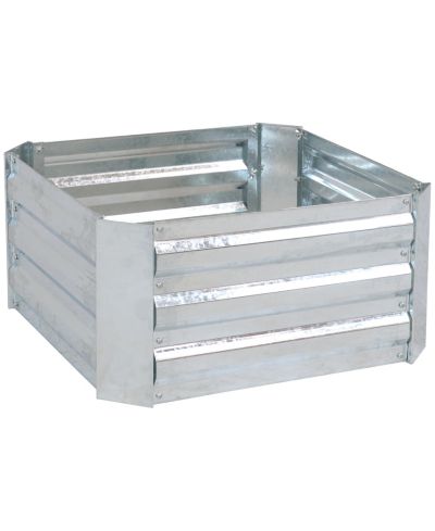 Corrugated Galvanized Steel Raised Garden Bed for Plants, Vegetables, and Flowers - 24" Square x 11.75" H