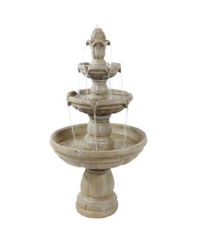 Sunnydaze Decor 48"H Electric Fiberglass 3-Tier Outdoor Water Fountain