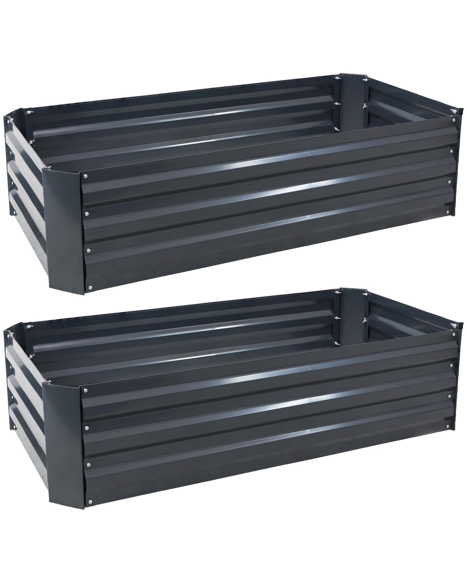 Sunnydaze Decor 48" L x 11.75" H Raised Corrugated Galvanized Steel Rectangle Garden Bed