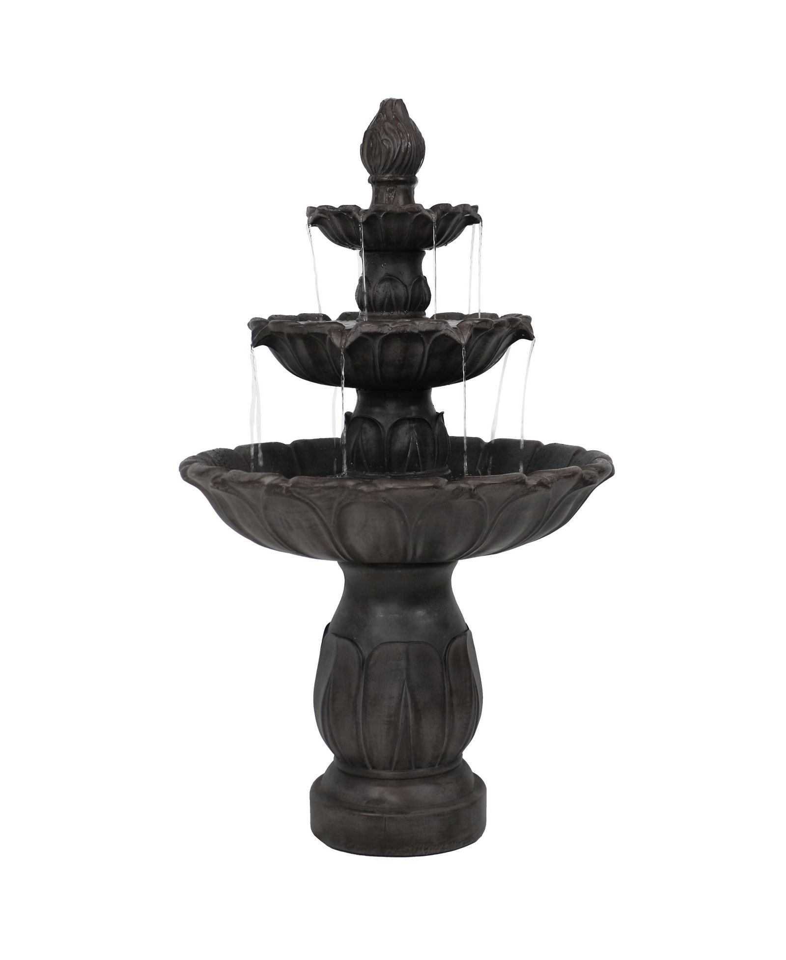 Электрический фонтан для улицы 46"H Polystone 3-Tier Classic Tulip, Dark Brown