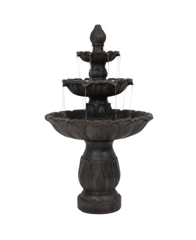 Электрический фонтан для улицы 46"H Polystone 3-Tier Classic Tulip, Dark Brown