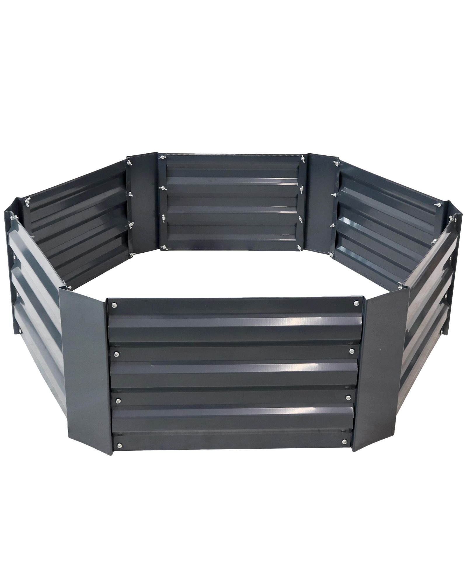 Corrugated Galvanized Steel Hexagon Raised Garden Bed Kit for Vegetables, Plants, and Flowers - 40" W x 12" H
