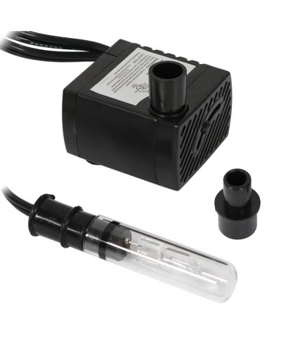 Indoor Small Fountain or Aquarium Submersible Water Pump with Transformer and Finger Light - 70 GPH - 24 Volts