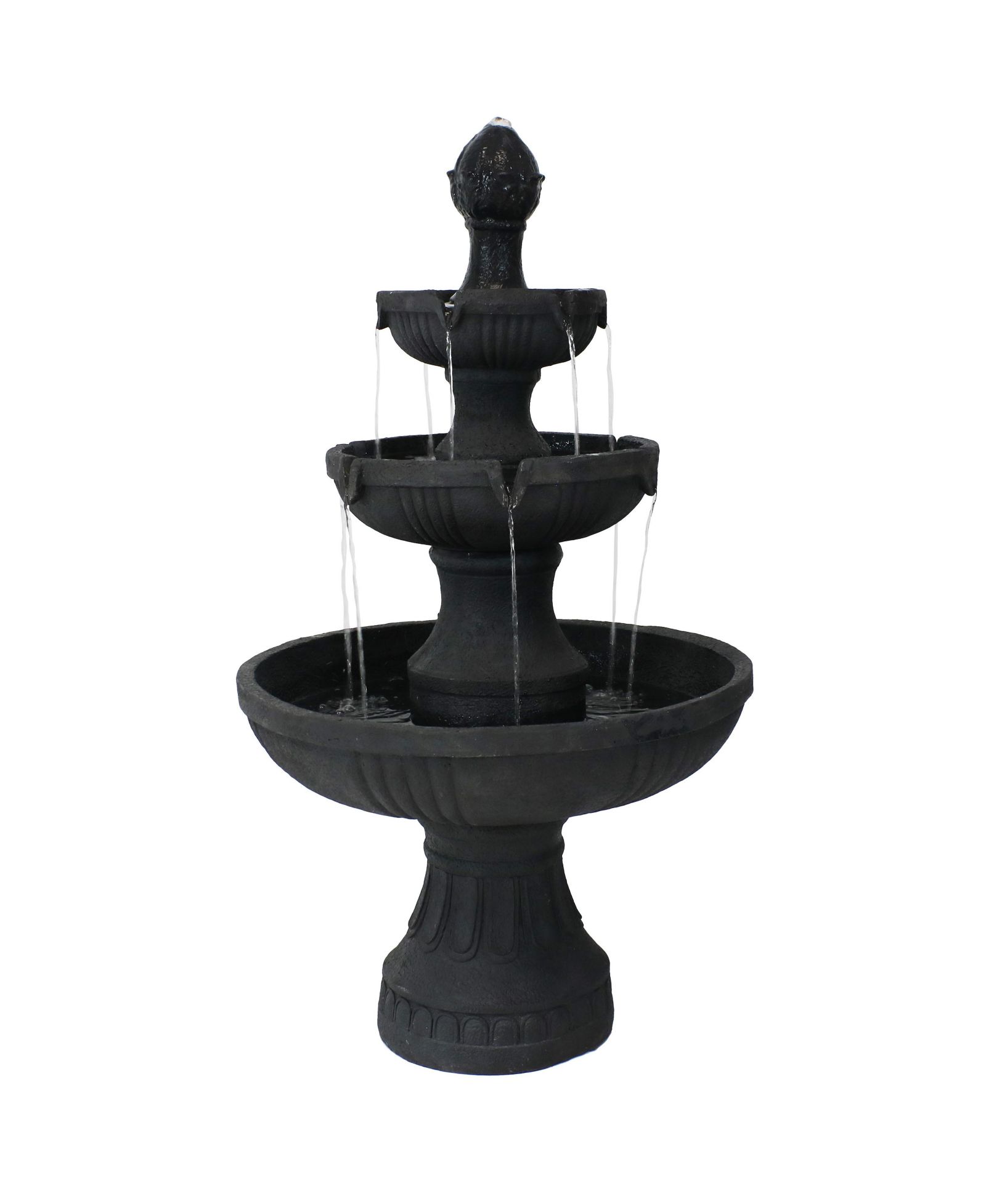 43"H Electric Fiberglass and Resin 3-Tier Flower Blossom Outdoor Water Fountain