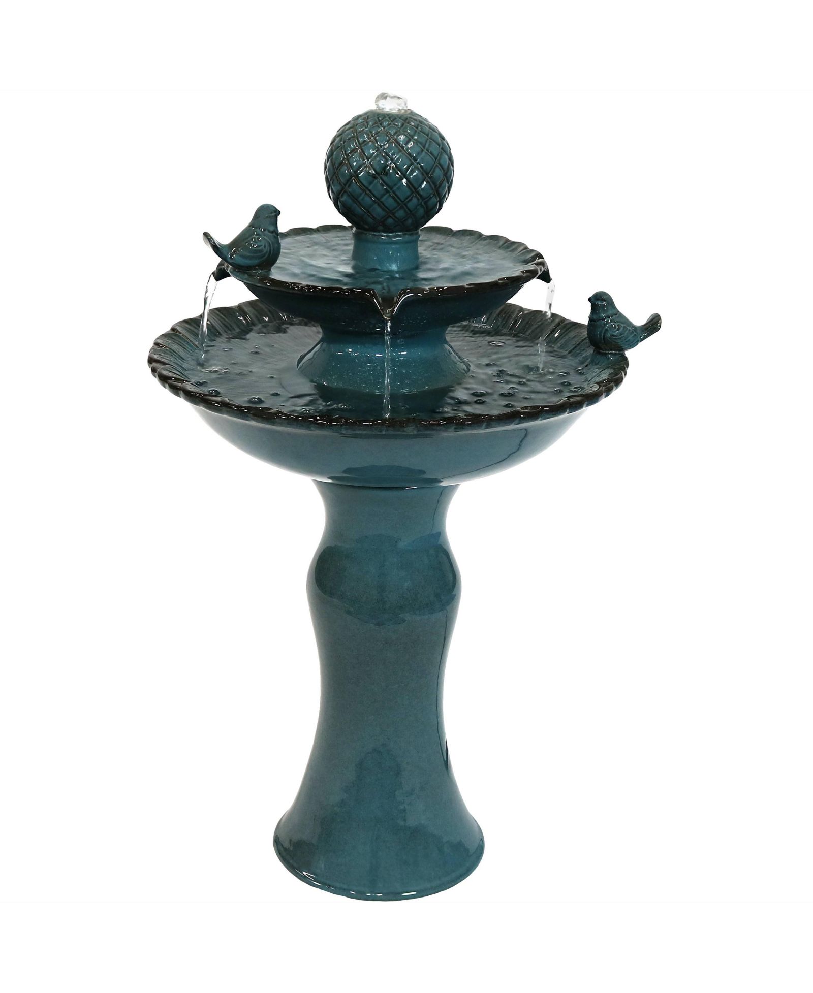 Sunnydaze Decor 27"H Electric Ceramic 2-Tier Resting Birds Outdoor Water Fountain