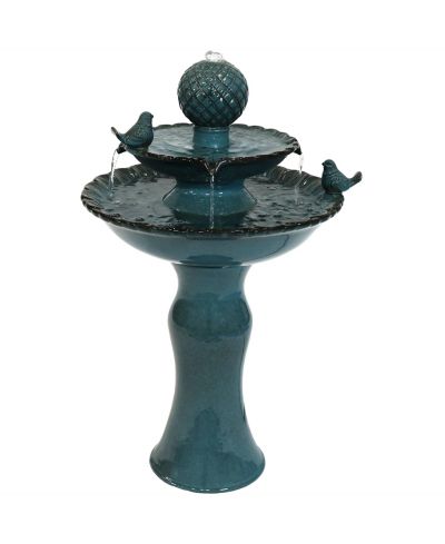 Sunnydaze Decor 27"H Electric Ceramic 2-Tier Resting Birds Outdoor Water Fountain