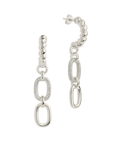 Sterling Forever Cubic Zirconia Andi Drop Hoop Earrings