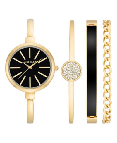 Anne Klein Women's Gold-Tone Alloy Bangle Watch 32mm and Bracelet Set