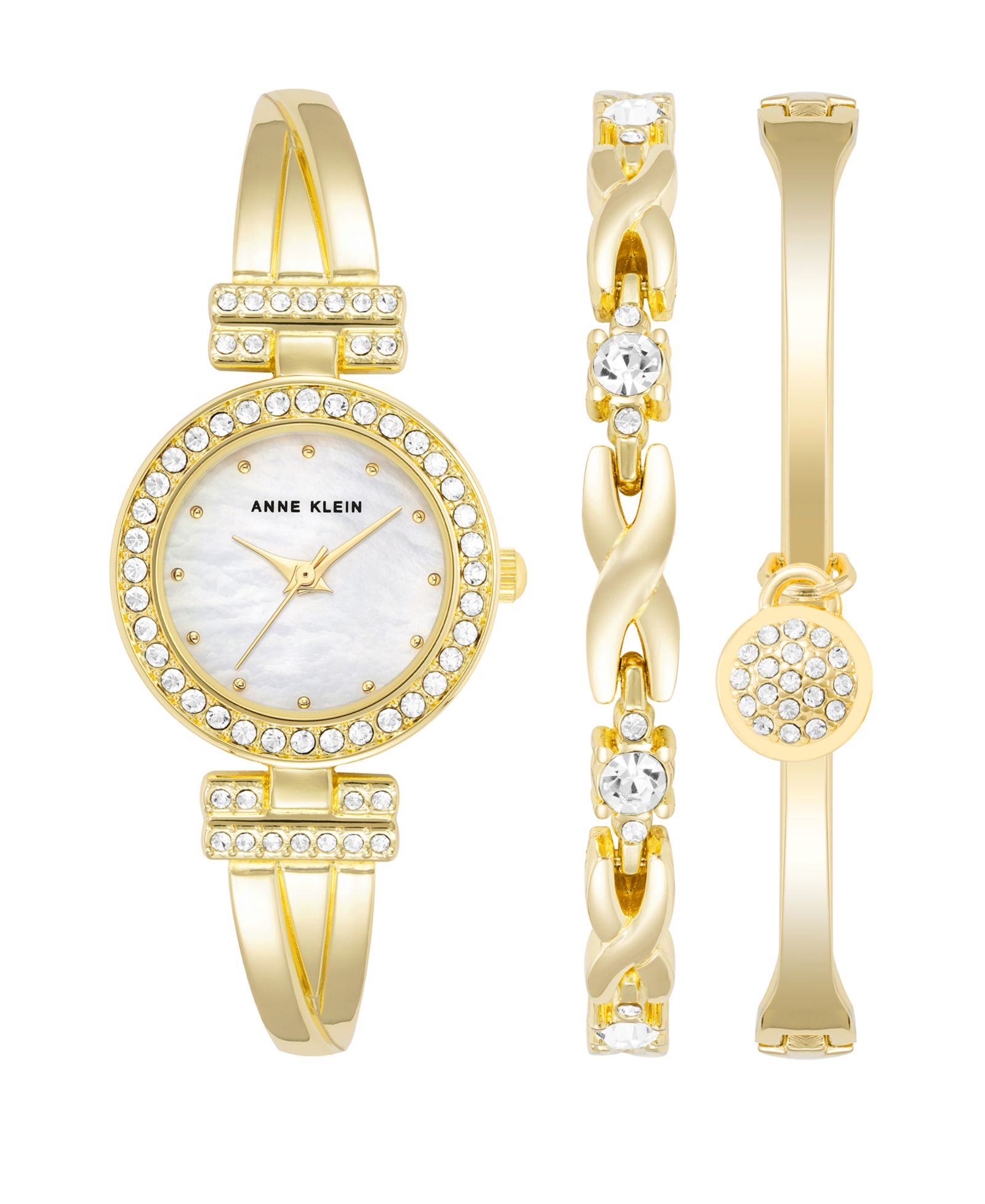 Женские часы Anne Klein Gold-Tone Alloy Bangle с кристаллами и браслет, 24mm