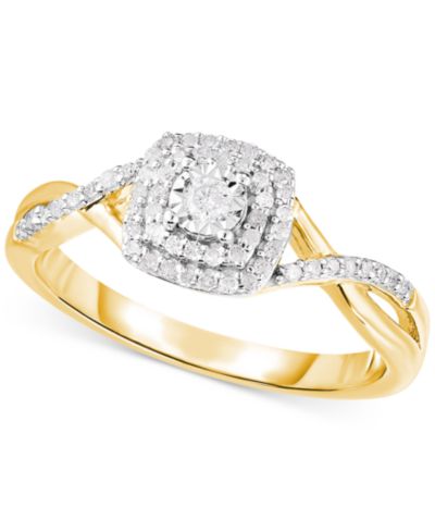 Кольцо Diamond Swirled Shank (1/5 ct. t.w.) из позолоченного стерлингового серебра 14k Gold-Plated