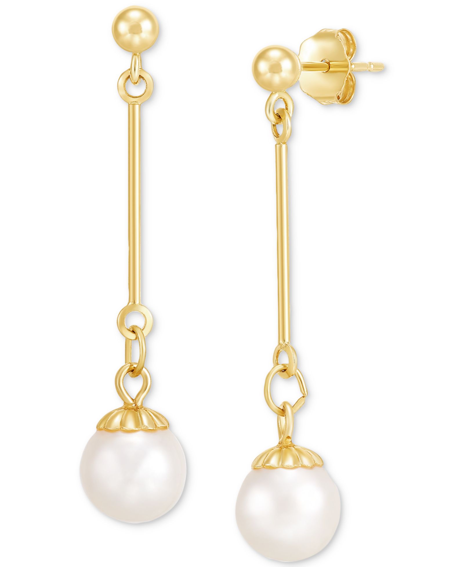 Серьги-подвески Cultured Freshwater Pearl (6-1/2 - 7mm) в 14k Gold