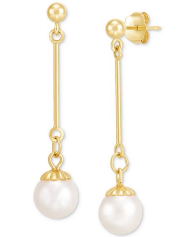 Серьги-подвески Cultured Freshwater Pearl (6-1/2 - 7mm) в 14k Gold