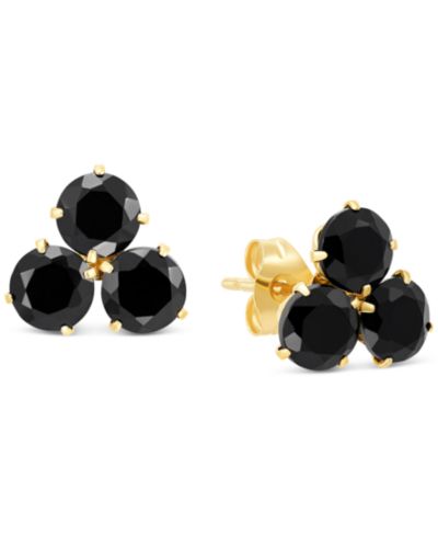 Серьги-гвоздики Onyx Trillium Flower из золота 14k