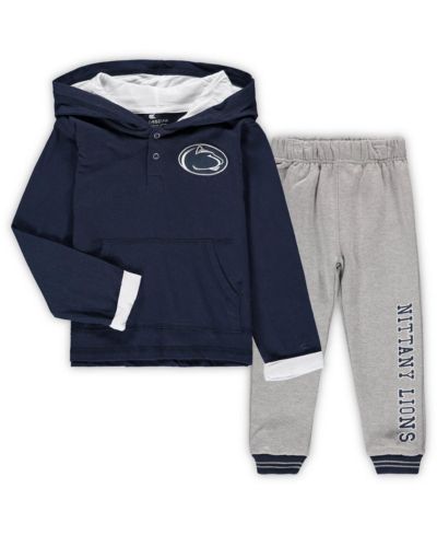 Colosseum Детский комплект худи и спортивные штаны Penn State Nittany Lions Poppies, Navy и Heathered Gray
