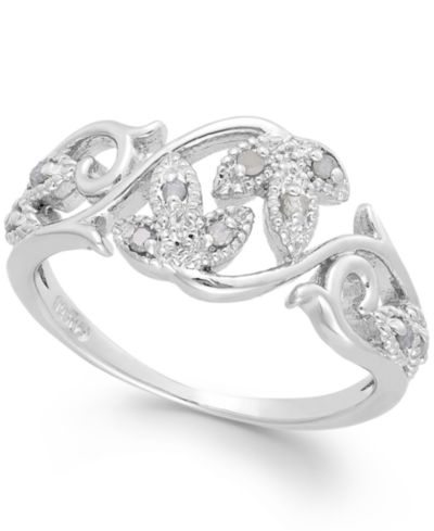 Diamond Vine Ring in Sterling Silver (1/10 ct. t.w.)