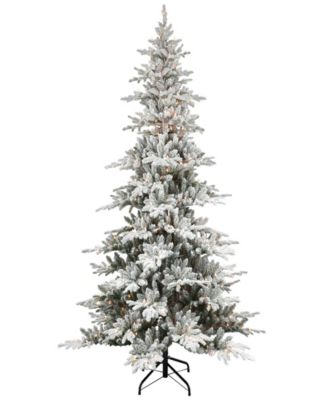 Puleo 7.5FT Pre-Lit Flocked Union Fir Artificial Christmas Tree