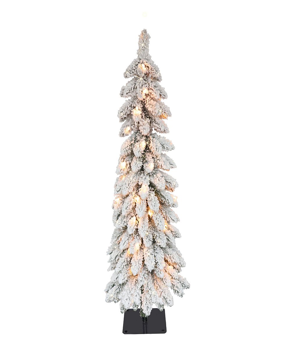 Искусственная рождественская елка Puleo Pre-Lit Flocked Pencil, 35 огней, 3'
