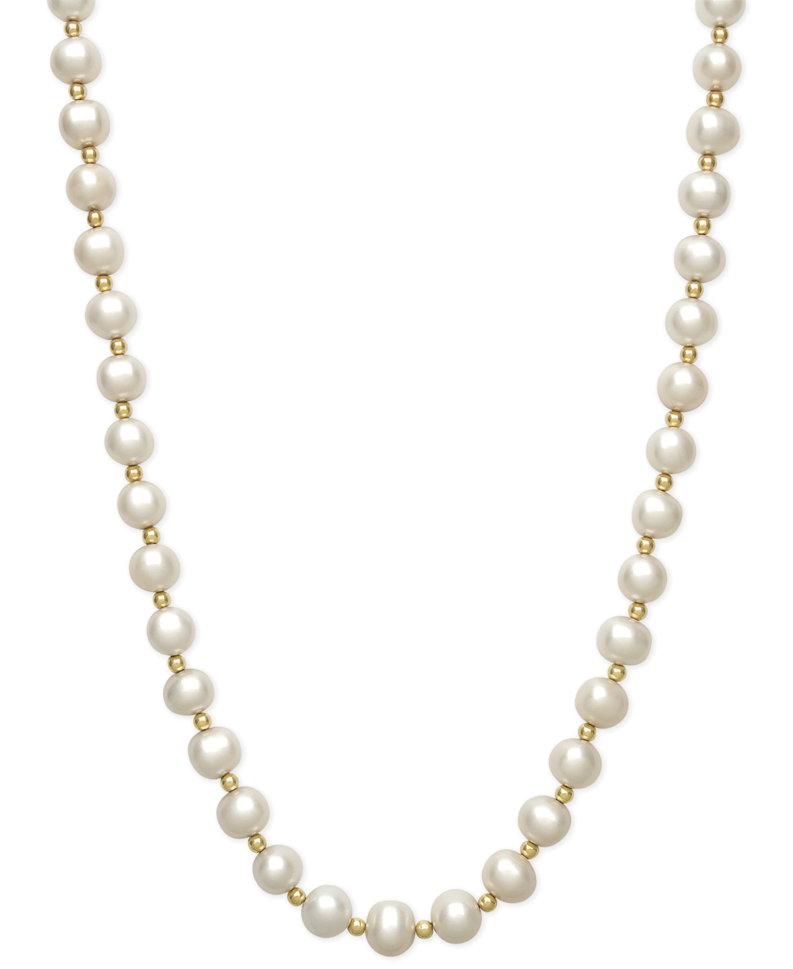 Belle de Mer Cultured Freshwater Pearl (7-1/2mm) and Bead Necklace in 14k Gold
